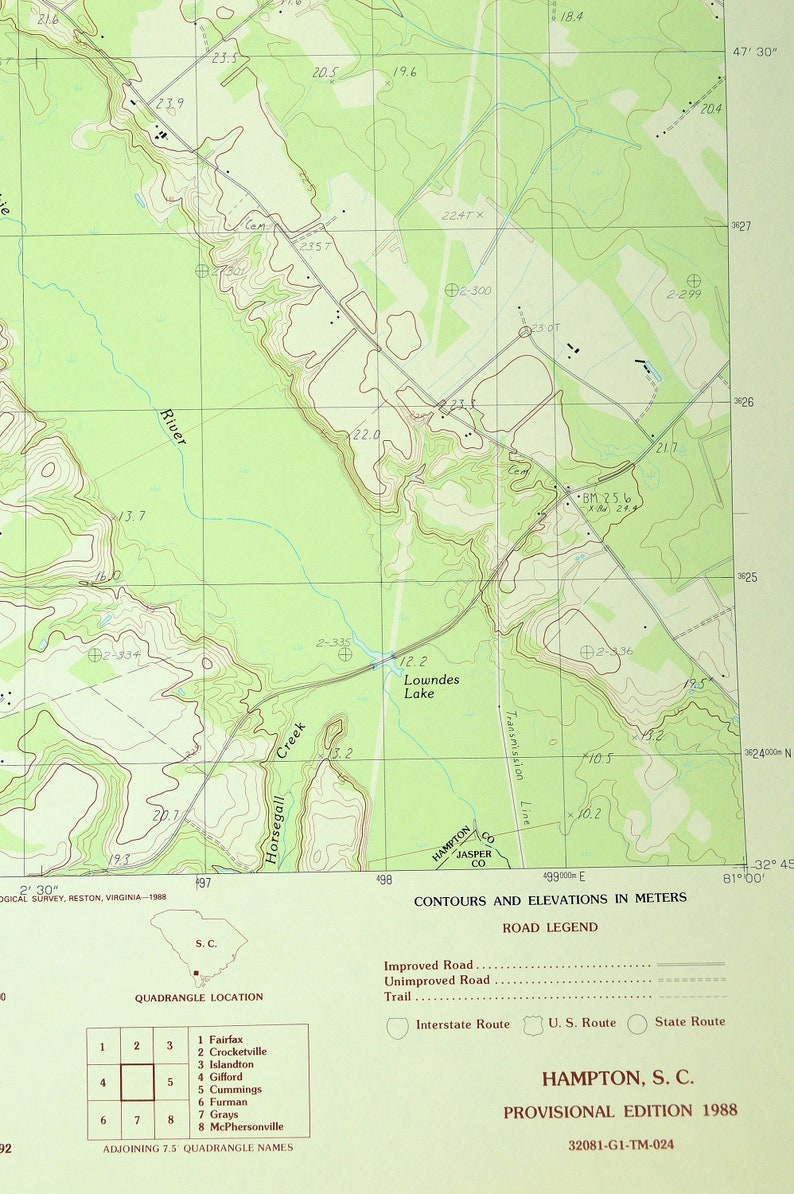 Hampton Map of Varnville South Carolina Art Print Wall Decor Etsy