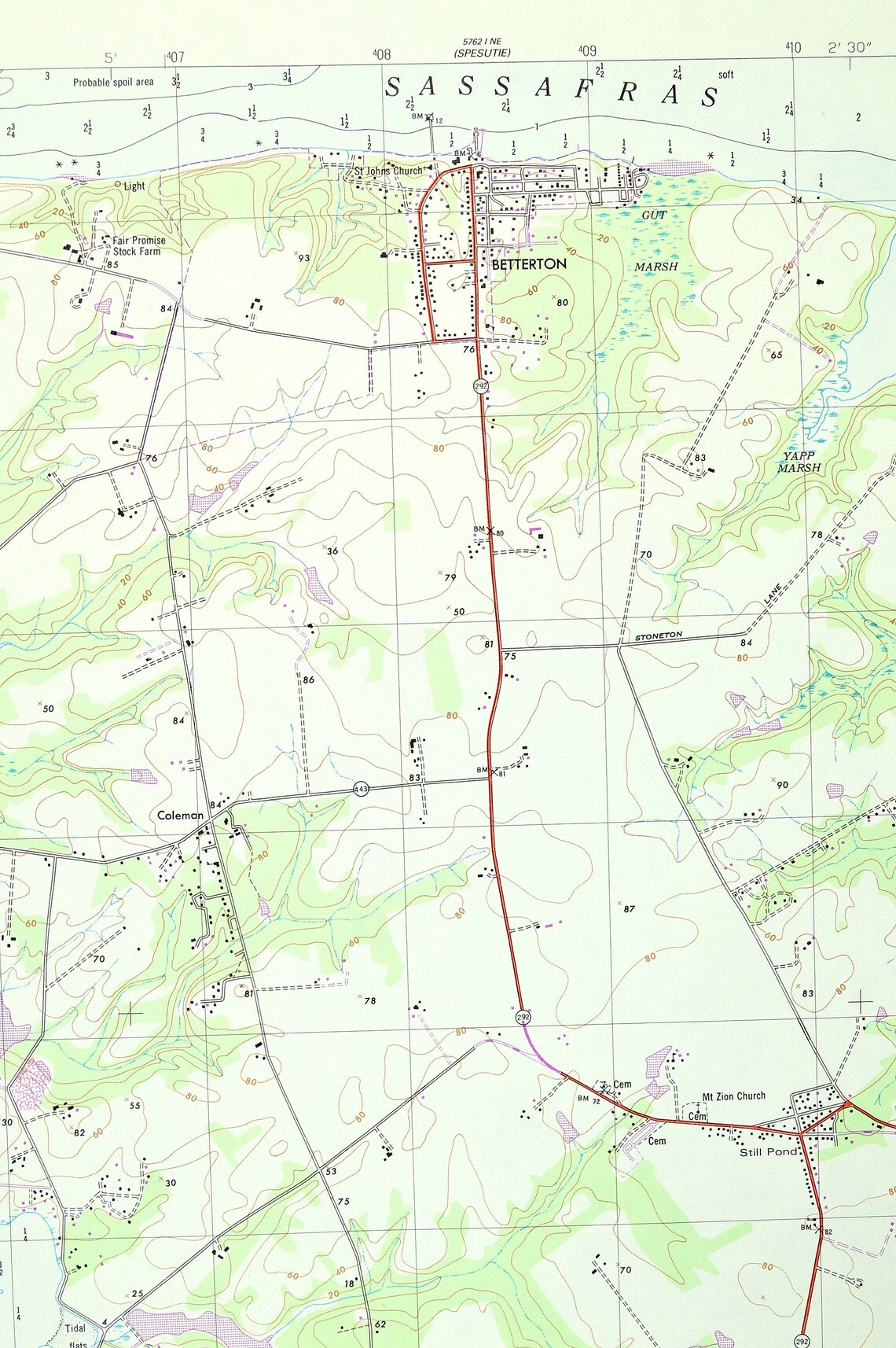 Betterton Map of Still Pond Maryland Art Print Wall Decor Etsy