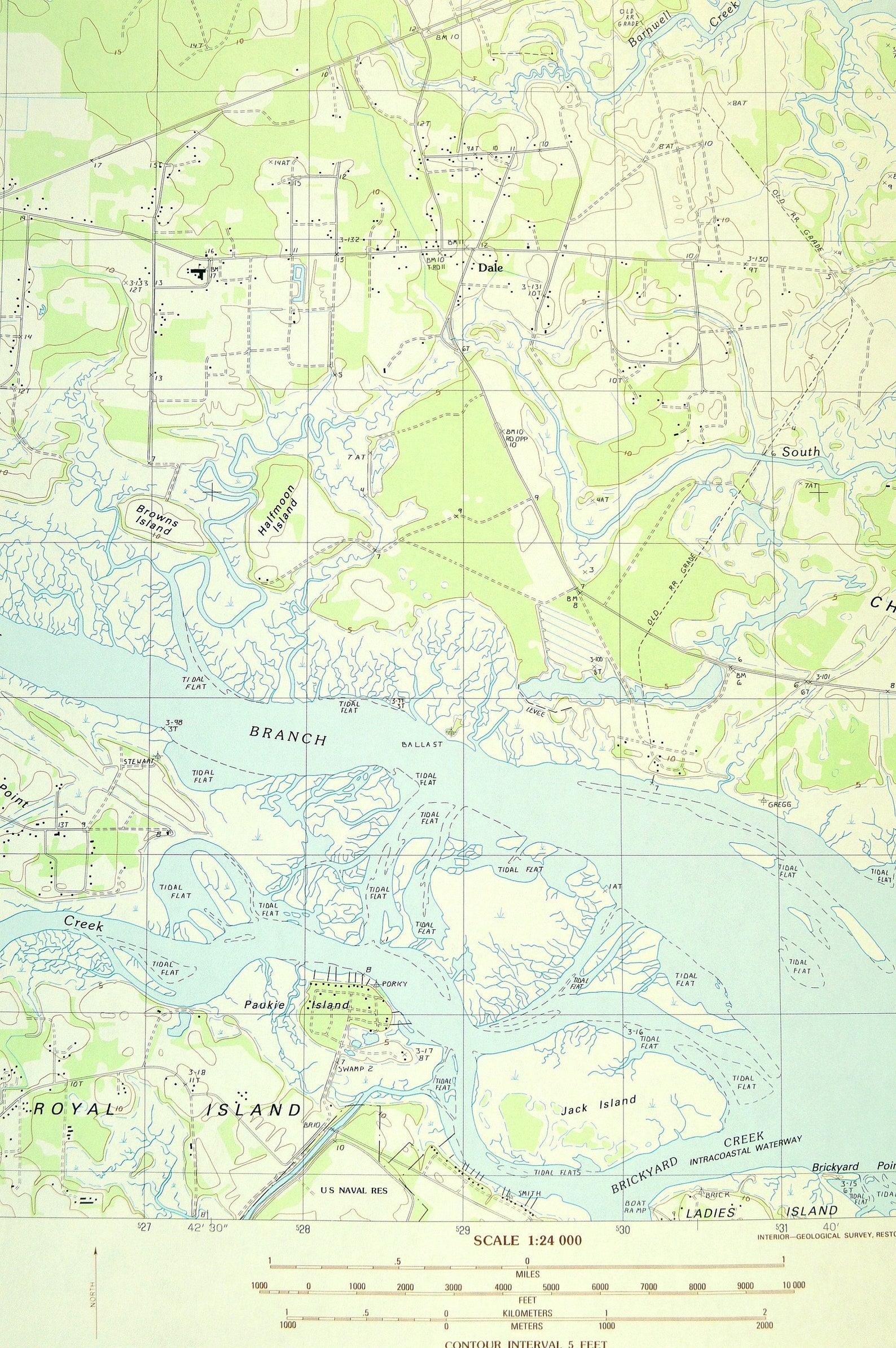 Dale Map of Lobeco South Carolina Wall Art LARGE Topographic Etsy