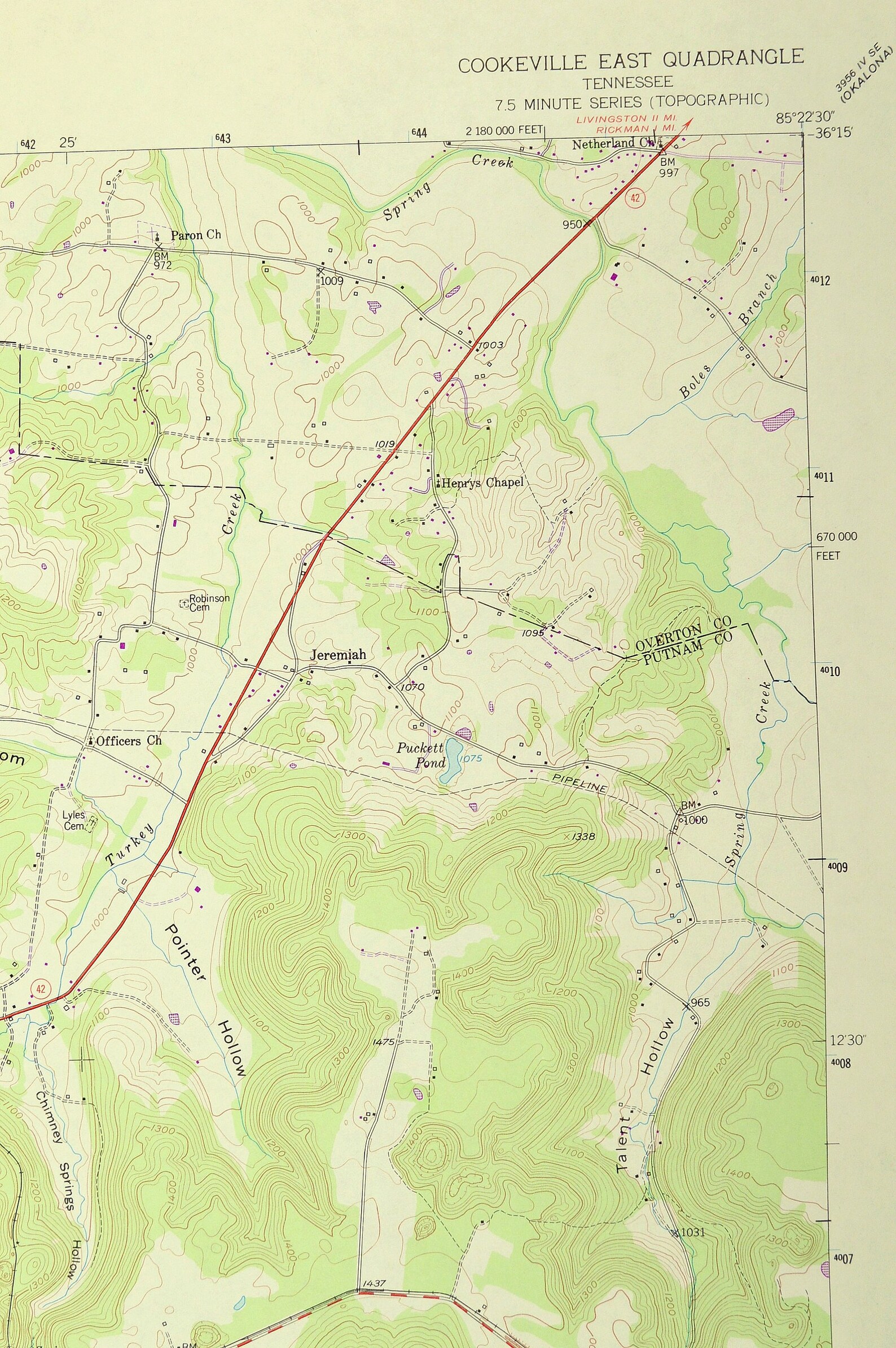 Cookeville Map of Algood Tennessee Wall Print LARGE Etsy
