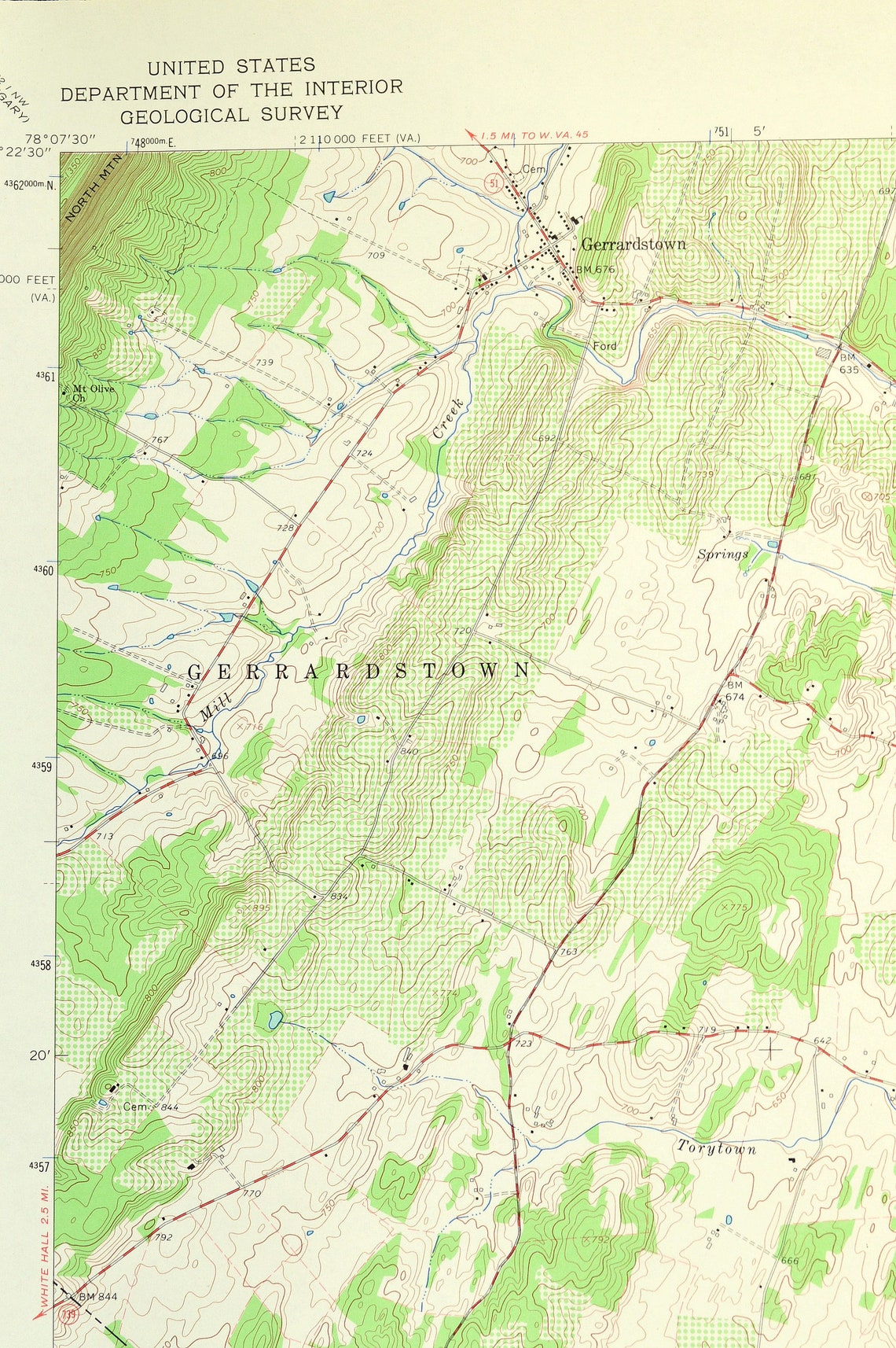 Inwood Map of Bunker Hill West Virginia Art Print Wall Decor Etsy