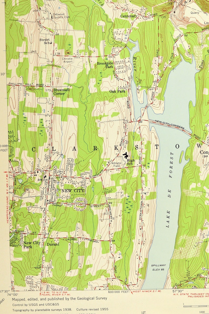 Haverstraw Map of Stony Point Bay New York LARGE Topographic Etsy