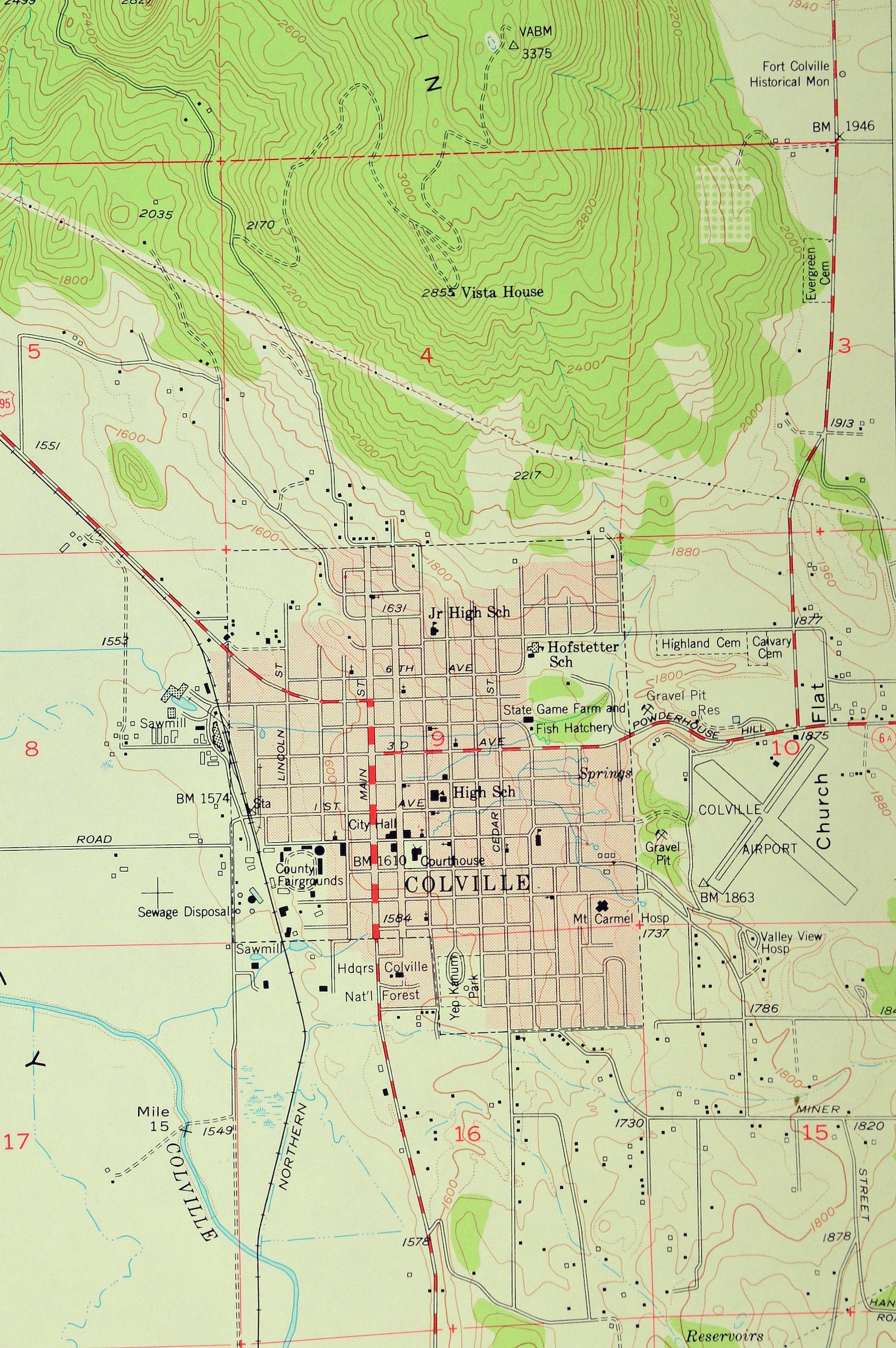 Colville Map of Colville Mountain Washington Art Print Wall Etsy