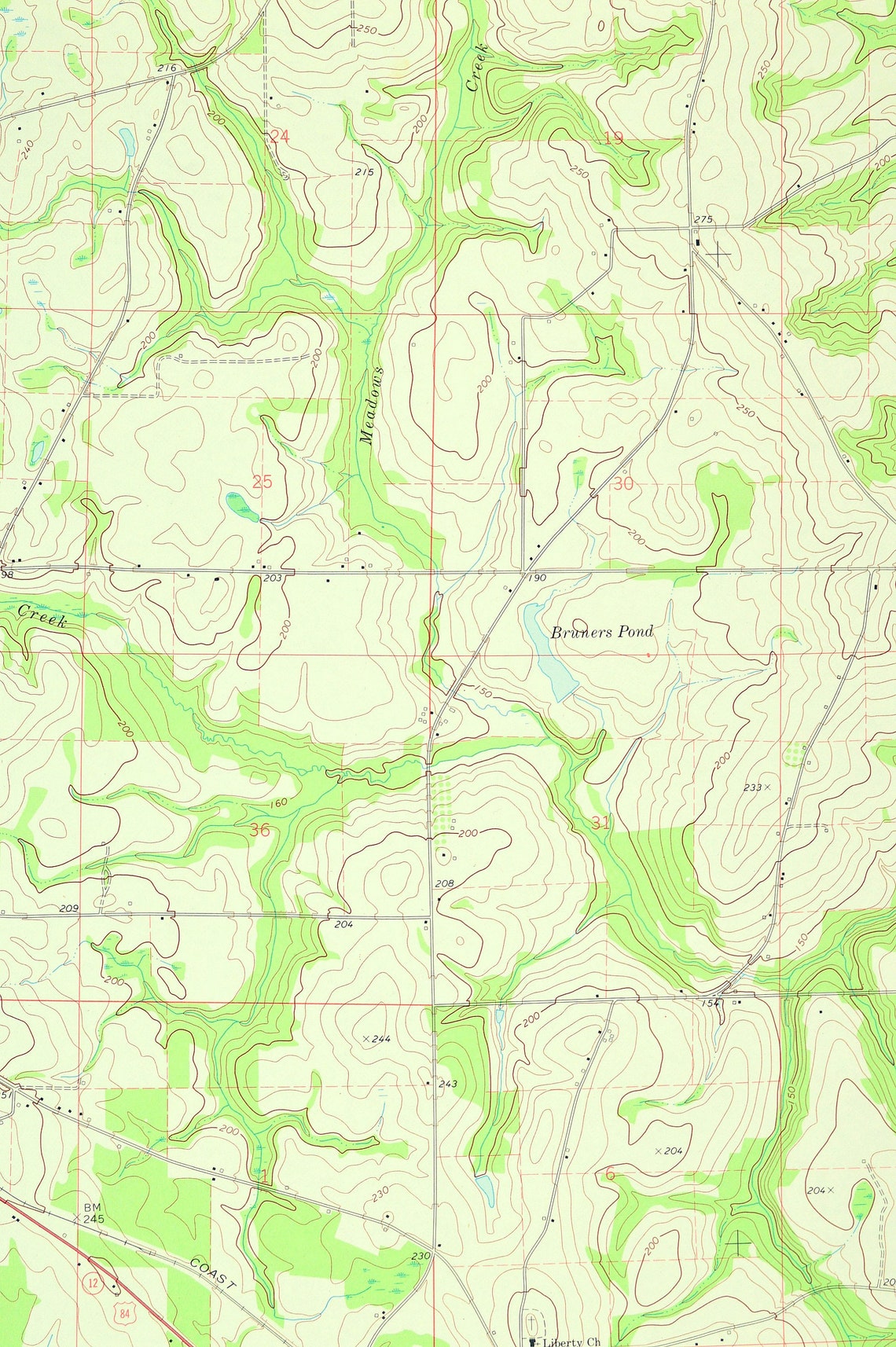 Ashford Map of Houston County Alabama Wall Art Decor LARGE Etsy
