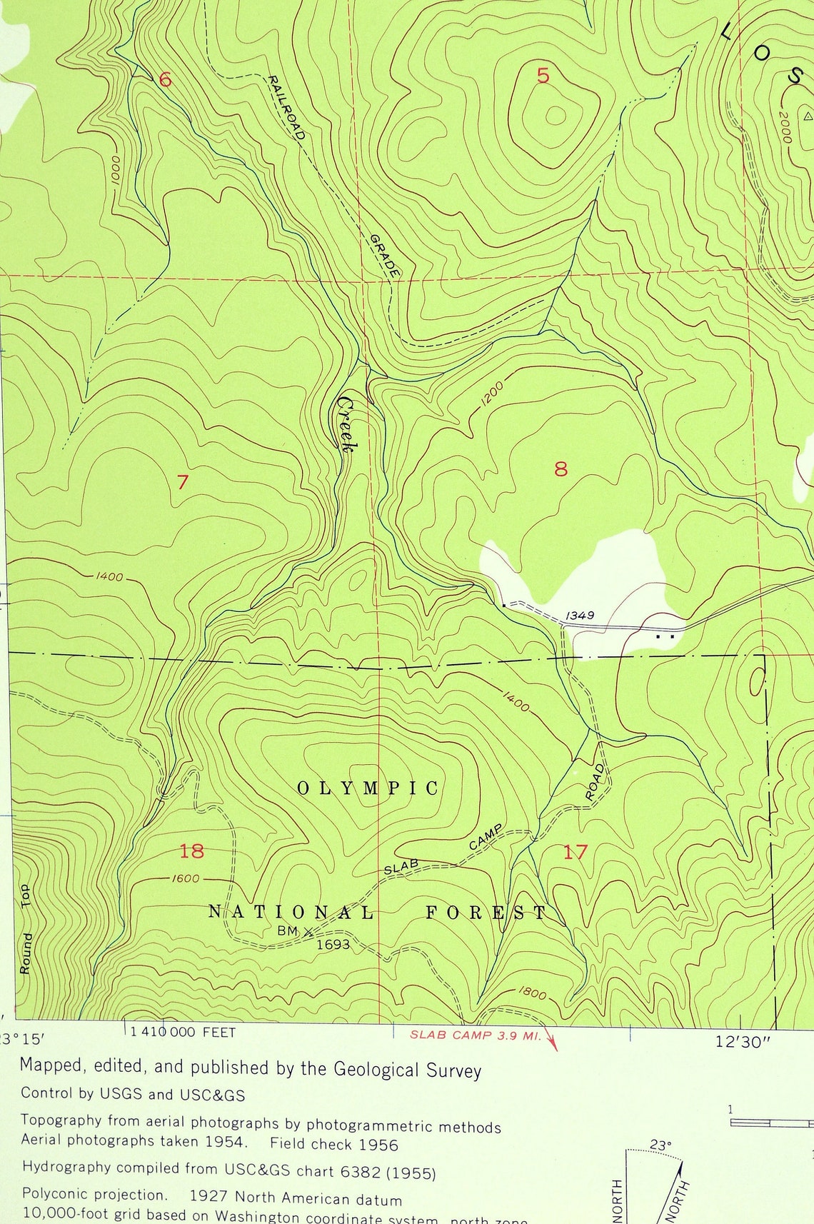 Map of Lost Mountain Washington Print Wall Decor Art Etsy