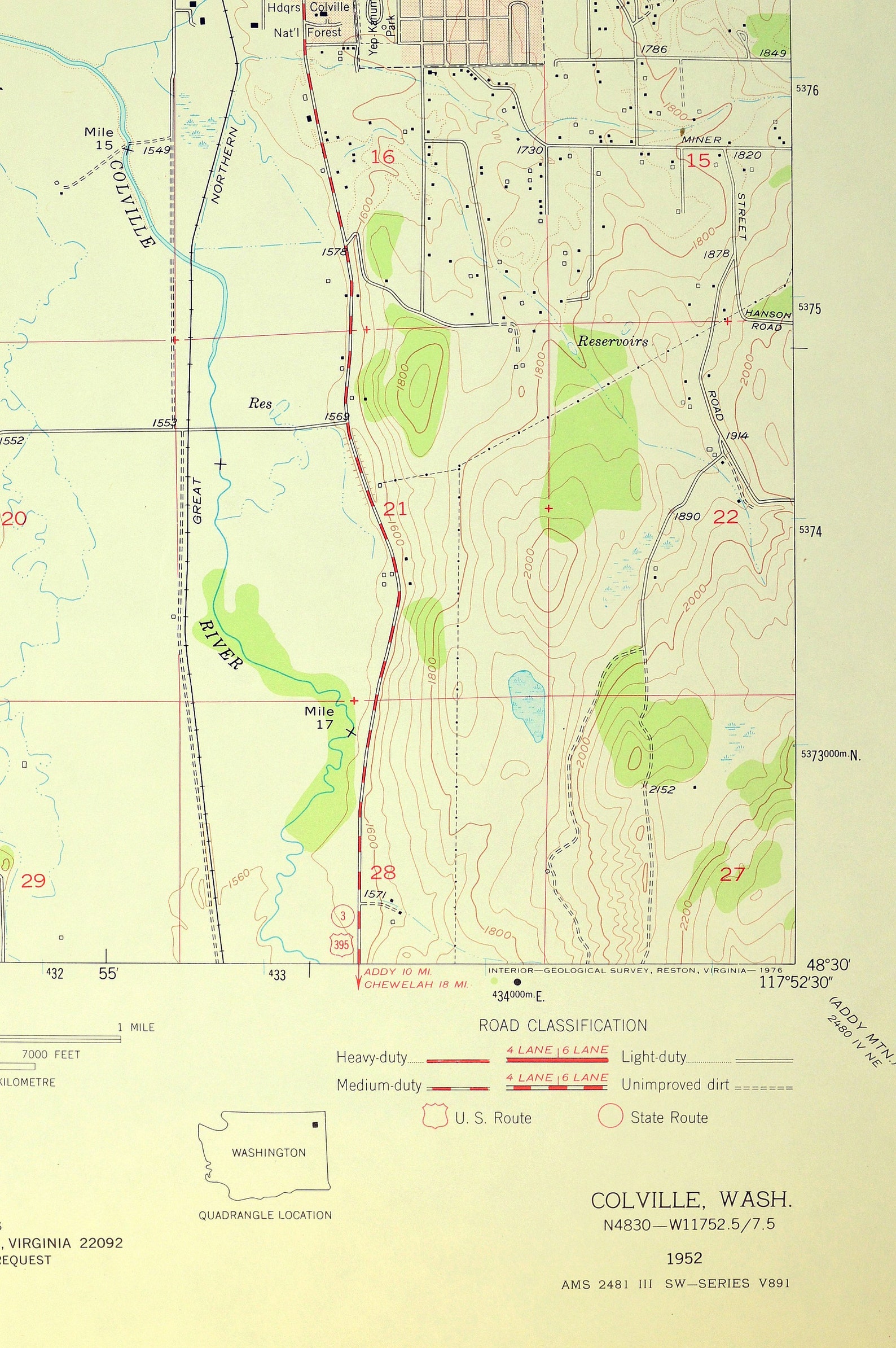 Colville Map of Colville Mountain Washington Art Print Wall Etsy