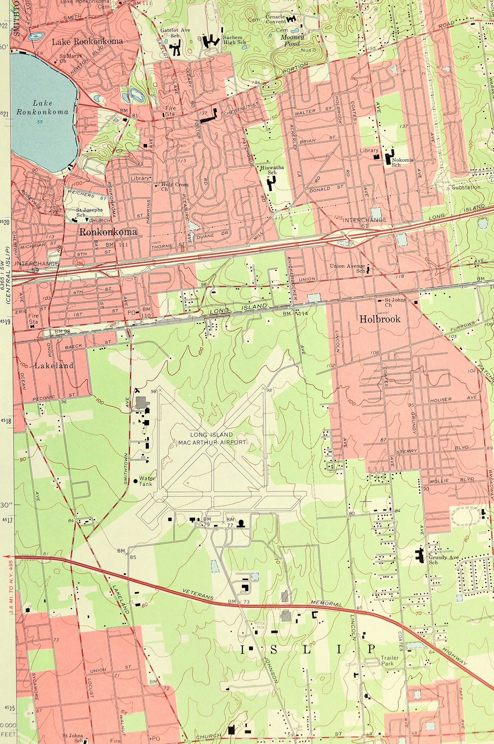 Patchogue Map of Holbrook New York LARGE Topographic Survey Etsy