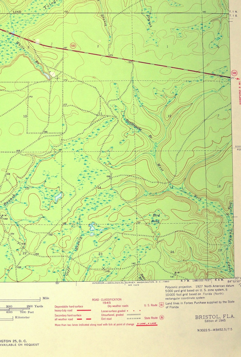 Bristol Map of Lake Mystic Florida Print Wall Art LARGE Etsy