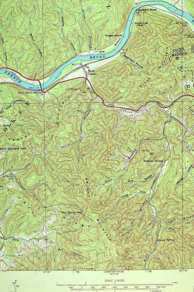 Paint Rock Map Cherokee National Forest Tennessee Wall Art Etsy