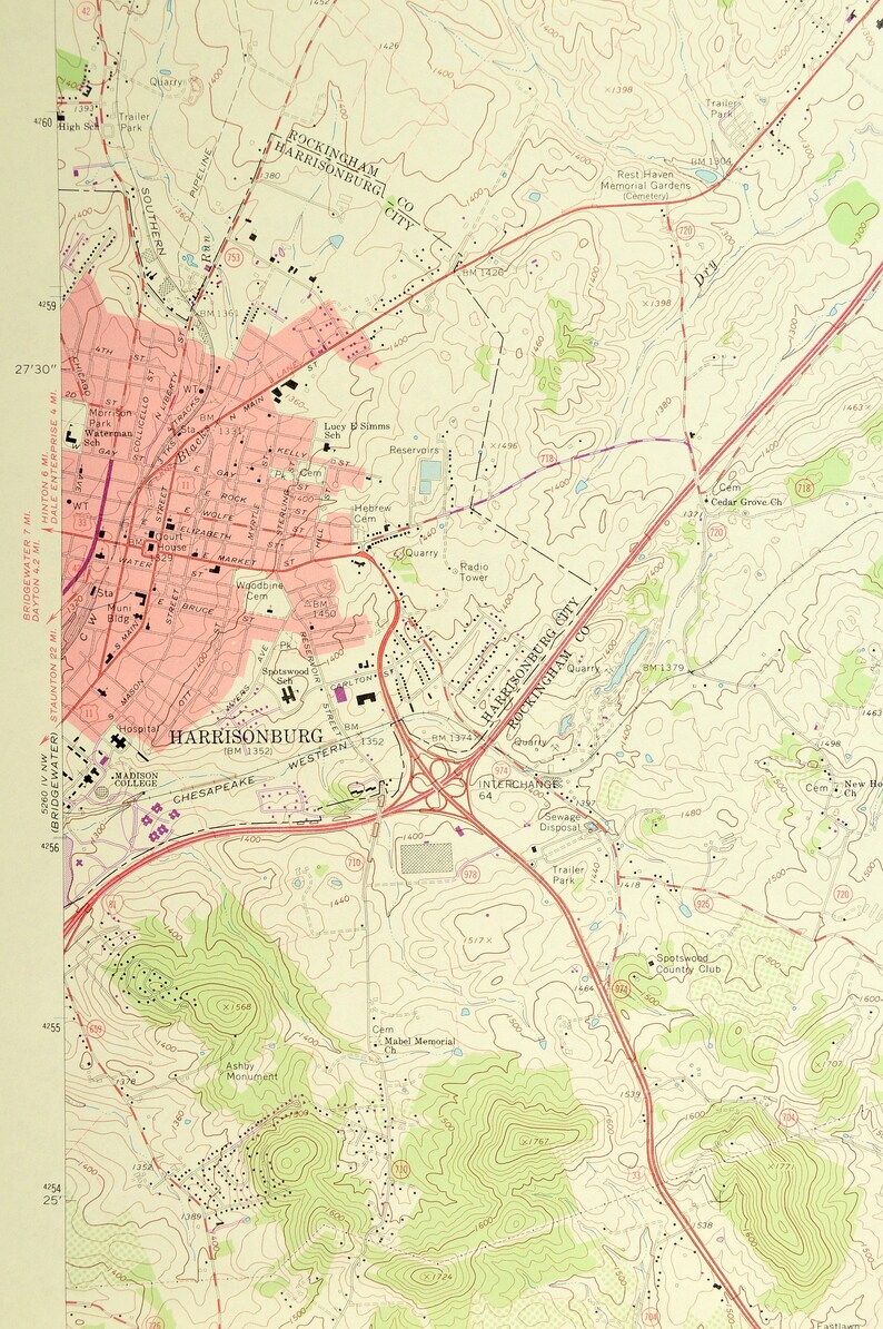 Harrisonburg Map of Keezletown Virginia Art Print Wall Decor Etsy