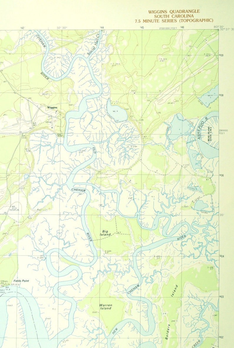 Wiggins Map of Chisolm South Carolina Wall Art LARGE Etsy
