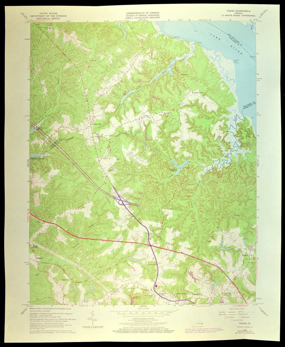Toano Map of Barhamsville Virginia Art Print Wall Decor LARGE Etsy