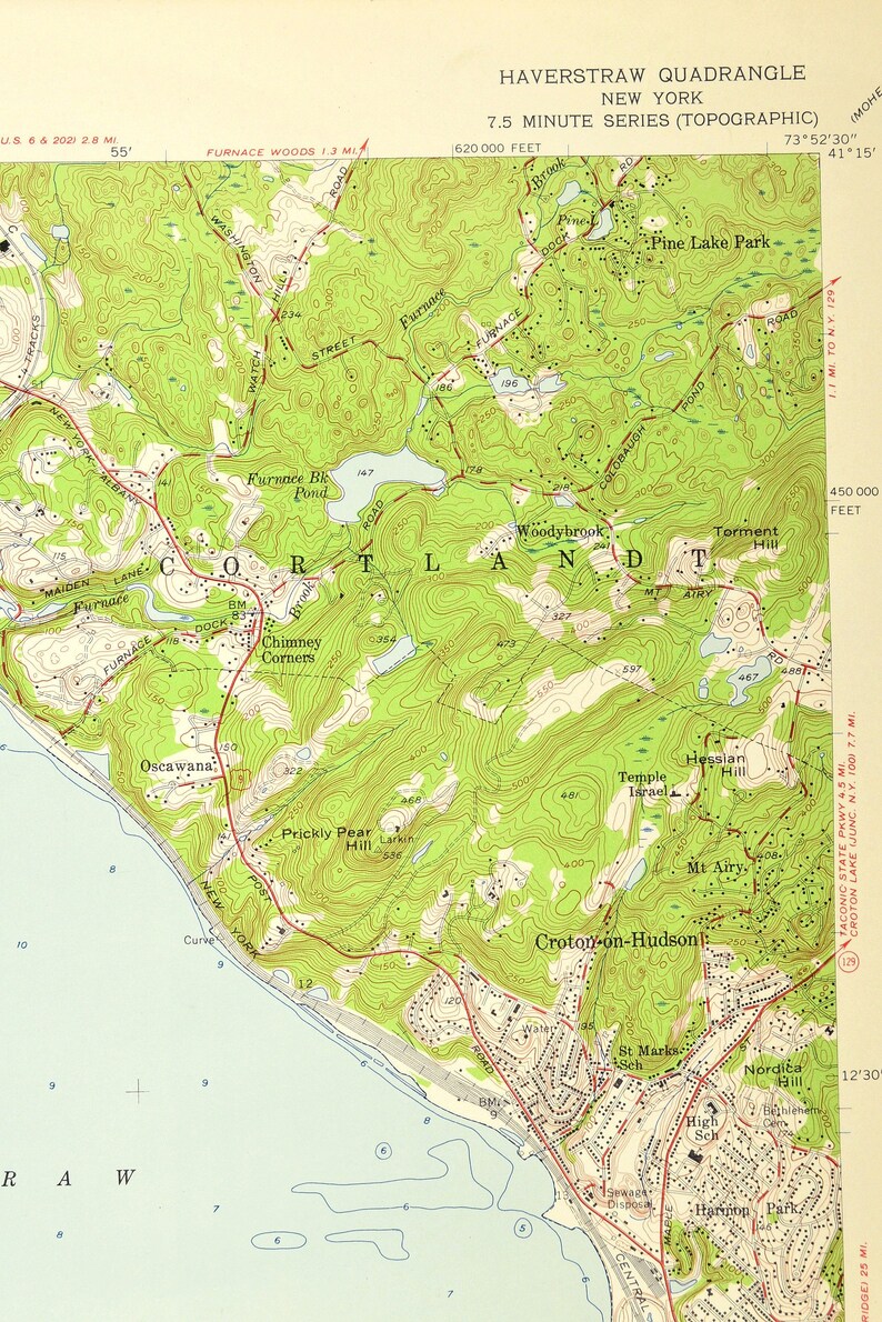 Haverstraw Map of Stony Point Bay New York LARGE Topographic Etsy