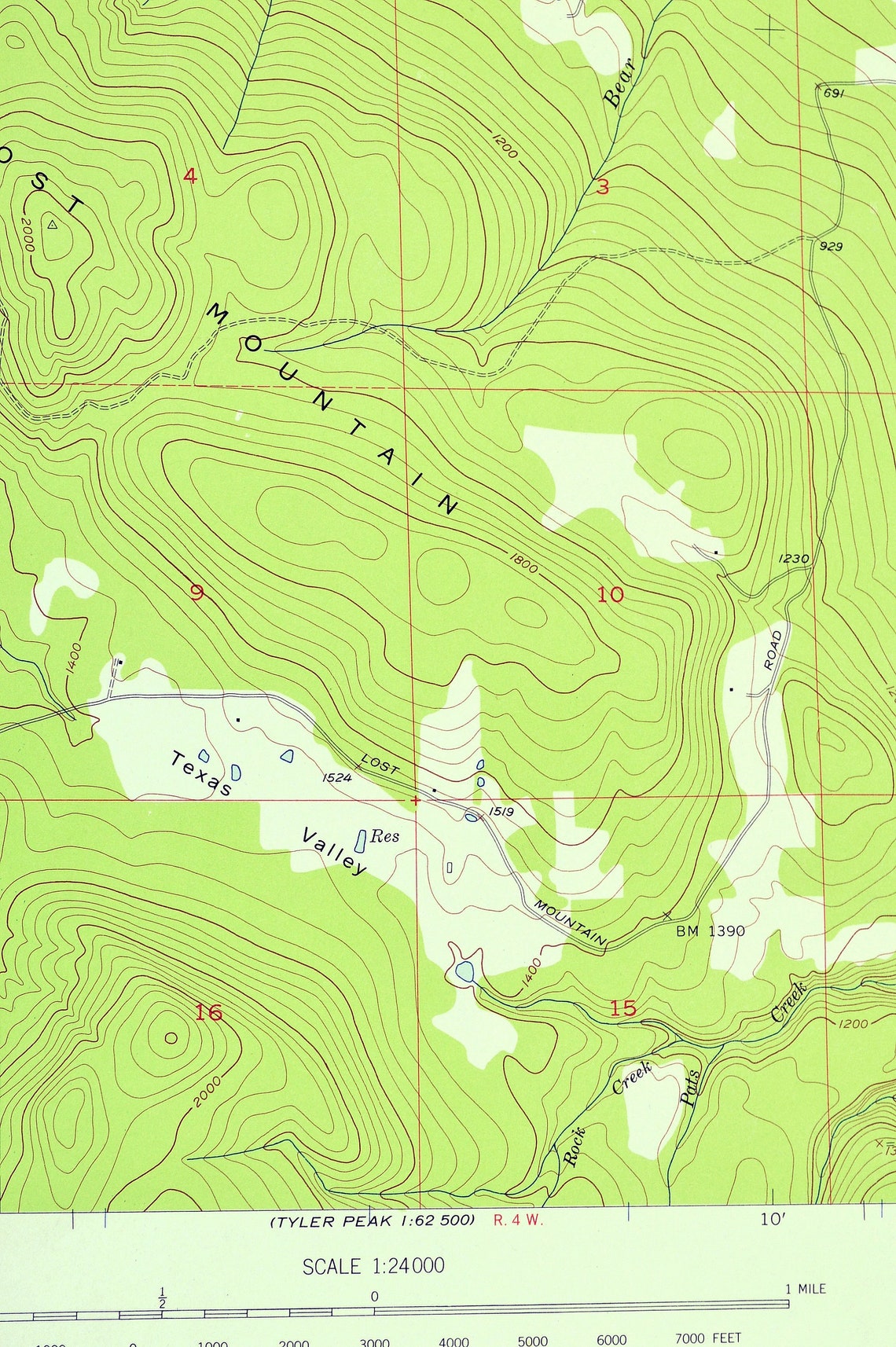 Map of Lost Mountain Washington Print Wall Decor Art Etsy