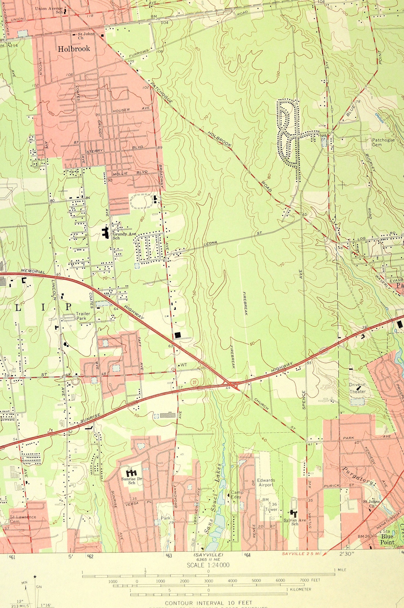 Patchogue Map of Holbrook New York LARGE Topographic Survey Etsy
