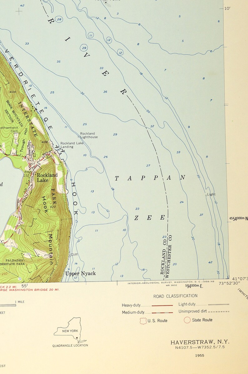 Haverstraw Map of Stony Point Bay New York LARGE Topographic Etsy