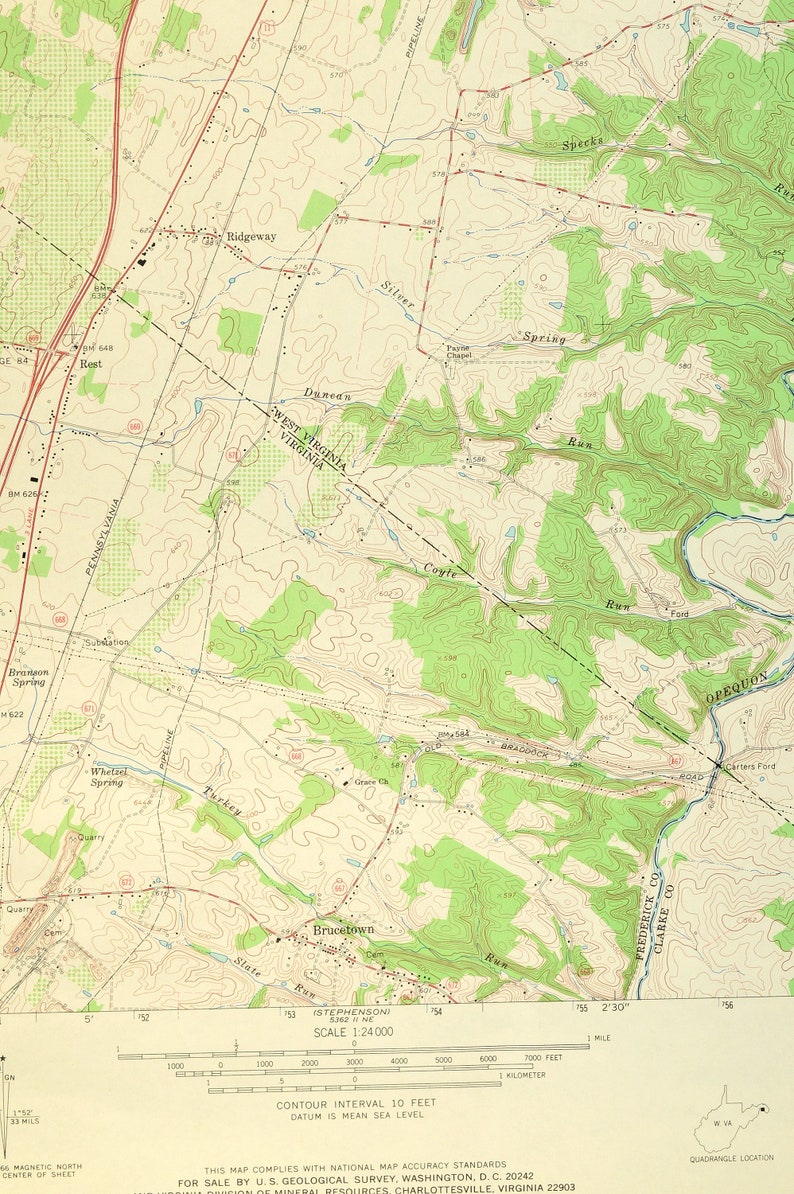 Inwood Map of Bunker Hill West Virginia Art Print Wall Decor Etsy