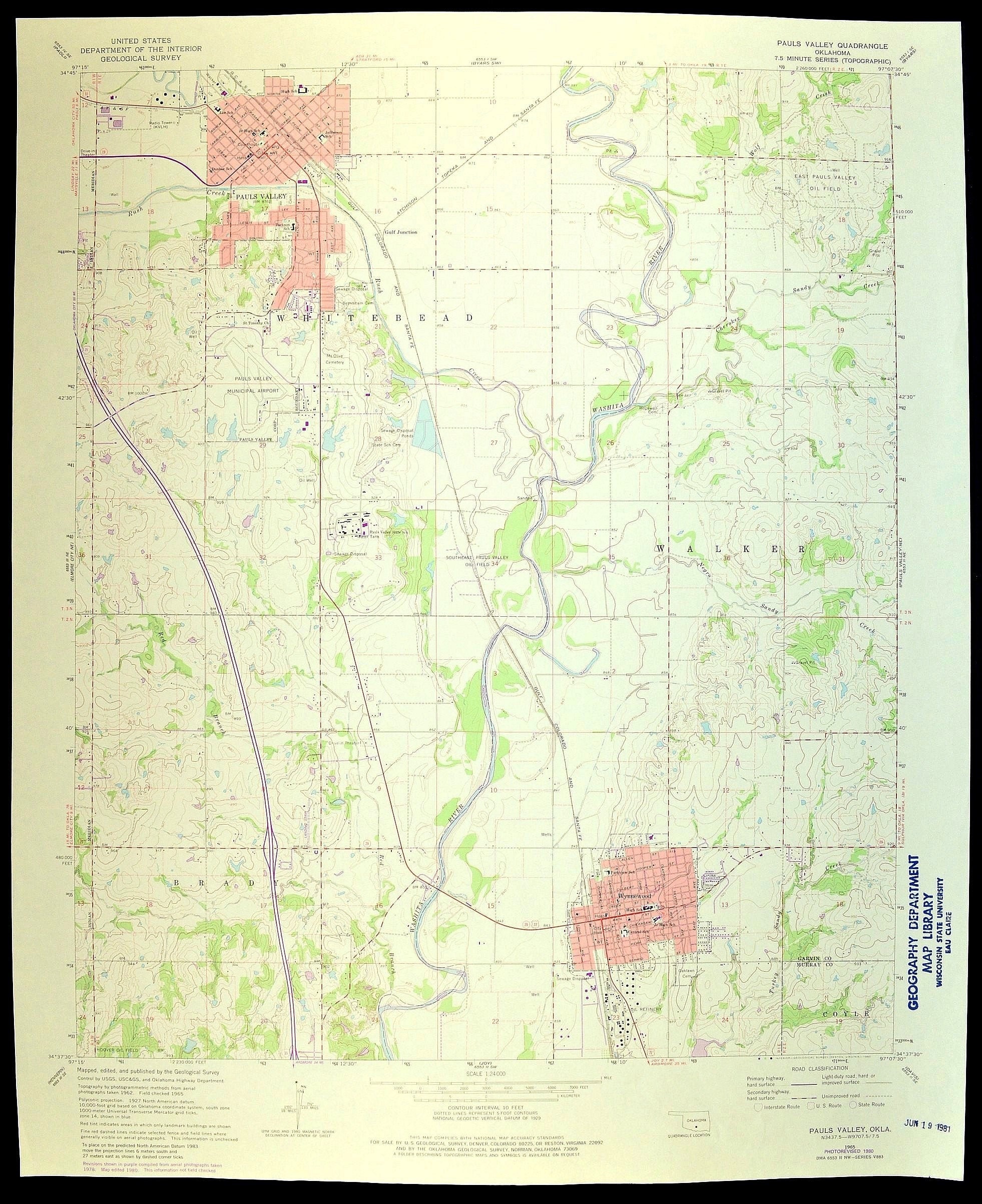Pauls Valley Map of Wynnewood Oklahoma Art Print Wall Decor Etsy