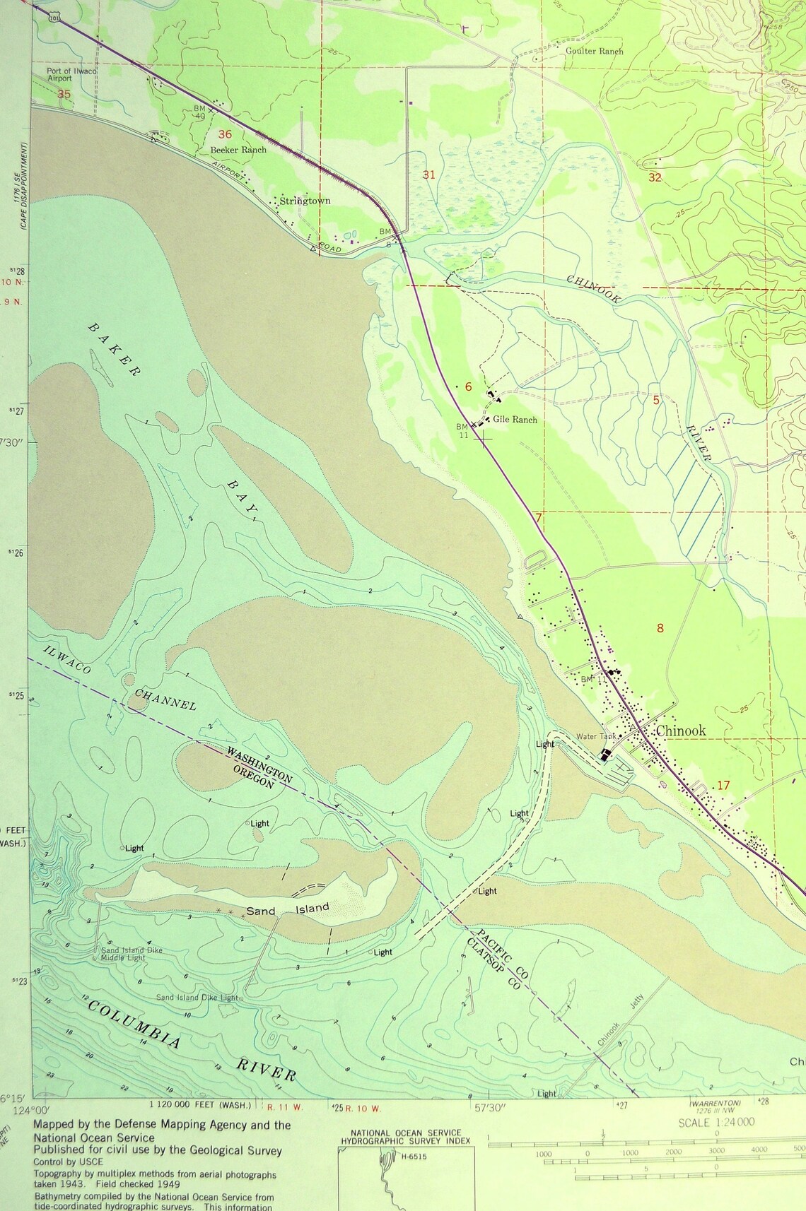 Chinook Washington Map of Willapa National Wildlife Refuge Etsy