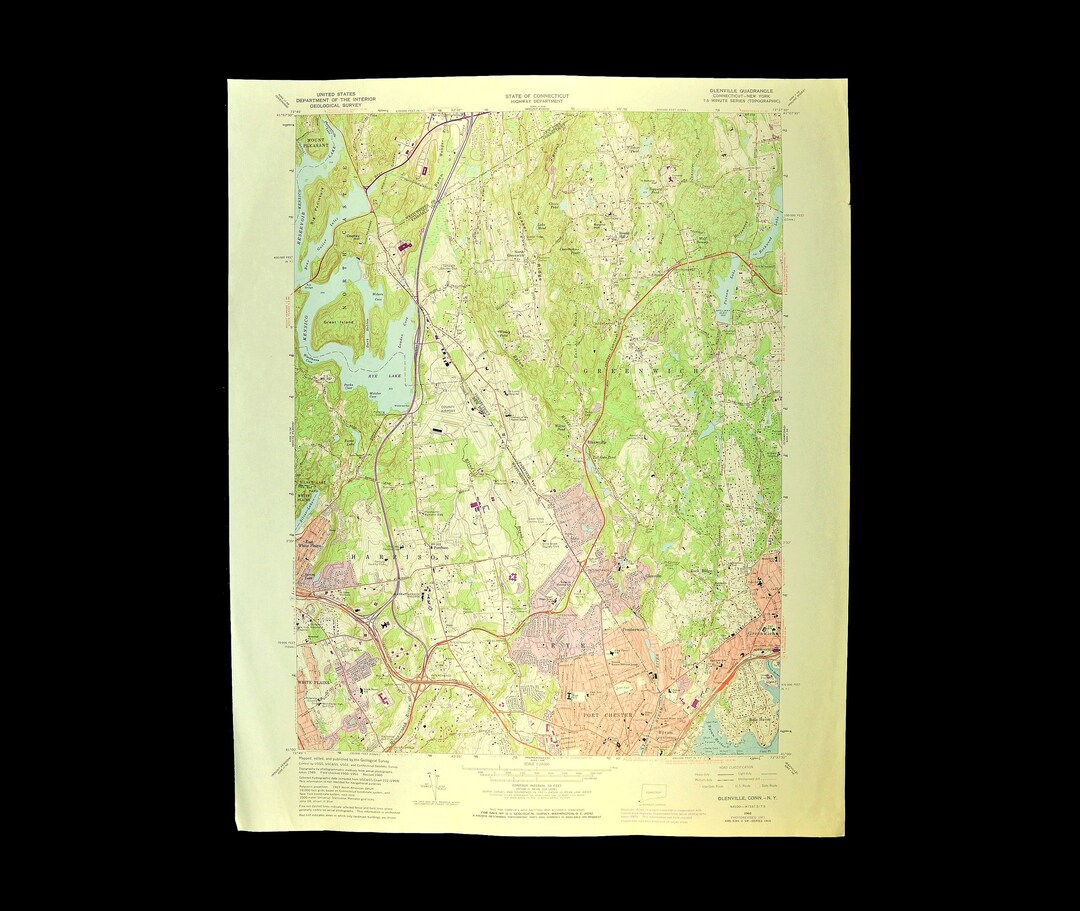 Port Chester Map of Rye New York LARGE Topographic Survey Etsy Australia