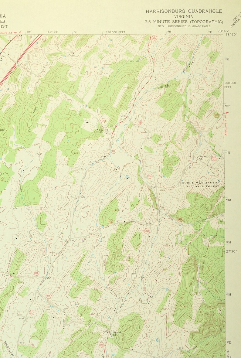 Harrisonburg Map of Keezletown Virginia Art Print Wall Decor Etsy