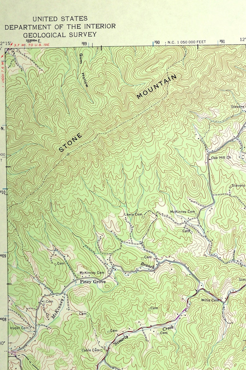 Iron Mountain Gap Map of Cherokee National Forest Tennessee Etsy
