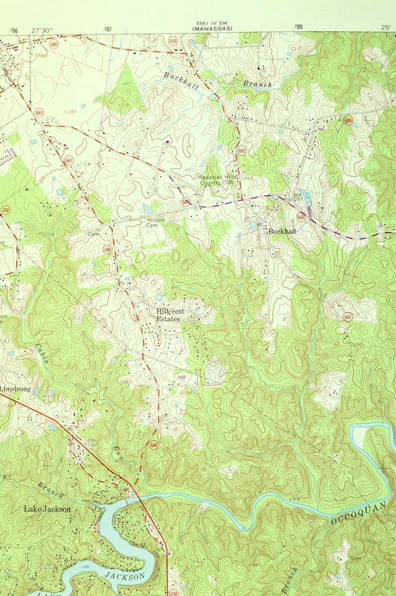 Independent Hill Map of Lake Jackson Virginia Art Print Wall Etsy