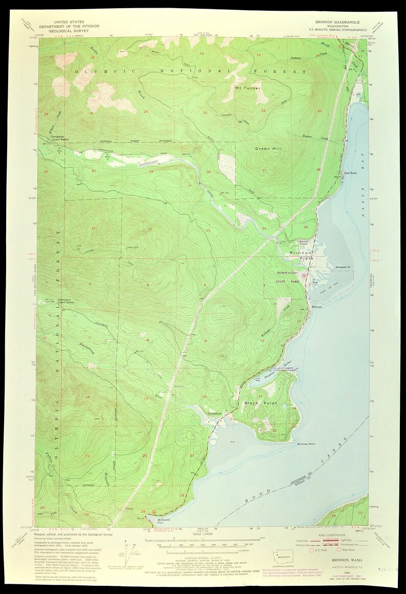 Brinnon Map of Dosewallips State Park Washington Print Wall Etsy