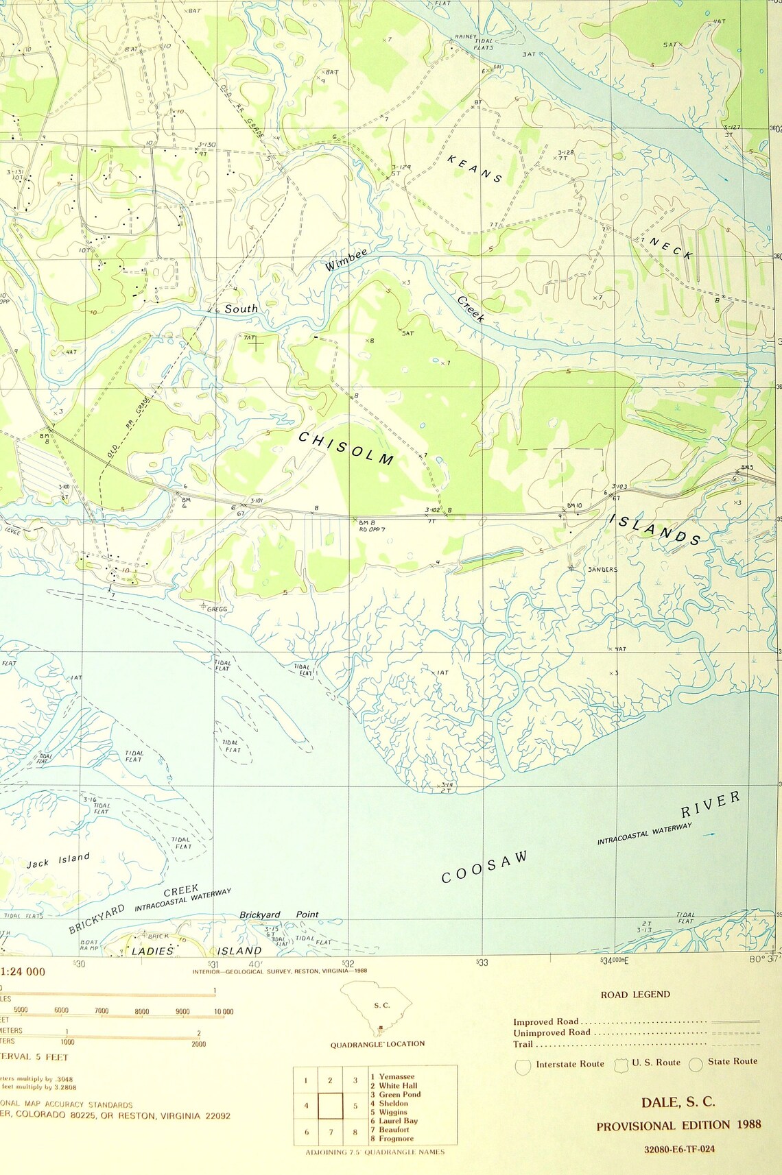 Dale Map of Lobeco South Carolina Wall Art LARGE Topographic Etsy