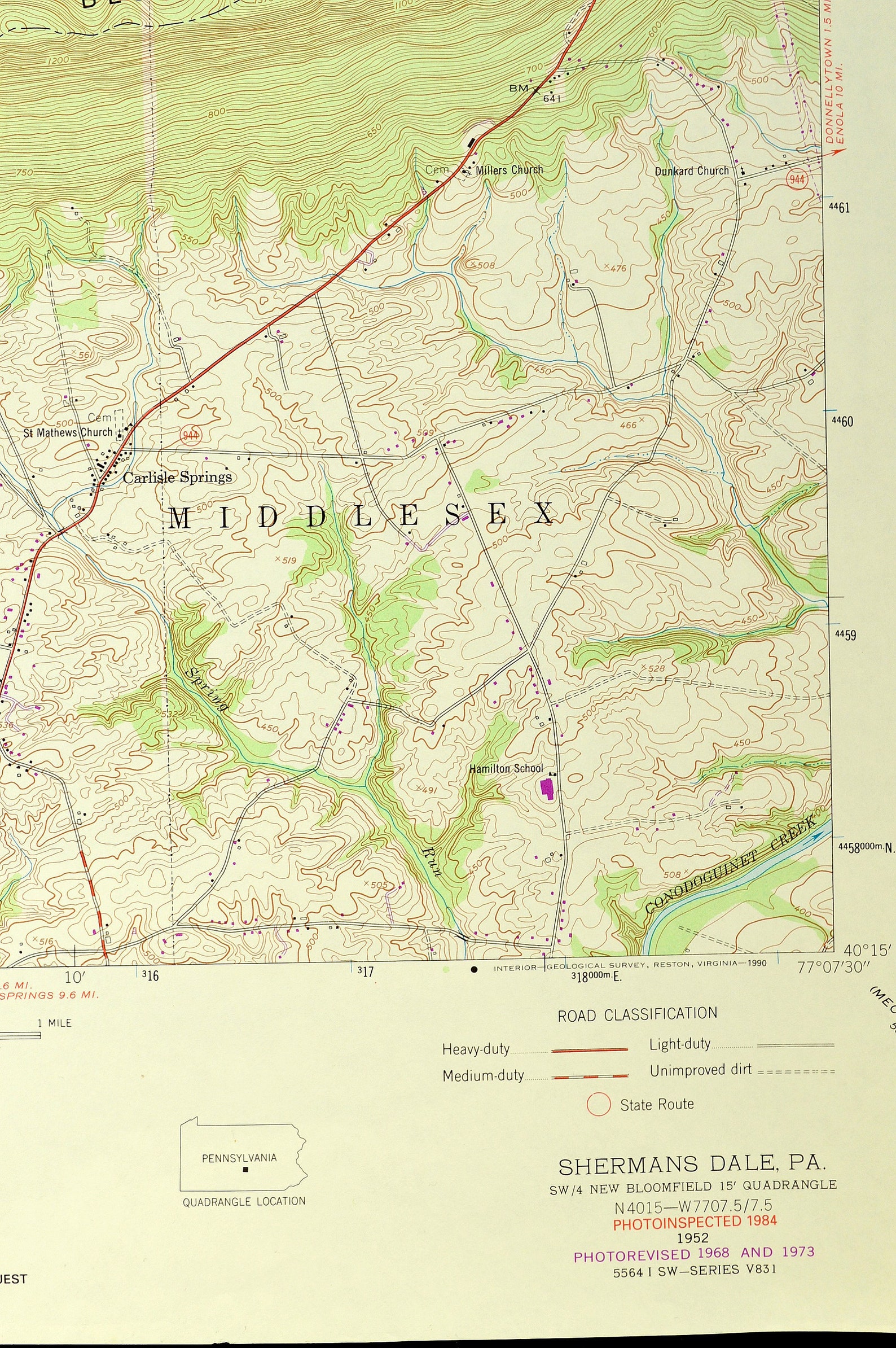 Shermans Dale Map of Carlisle Springs Pennsylvania Art Print Etsy