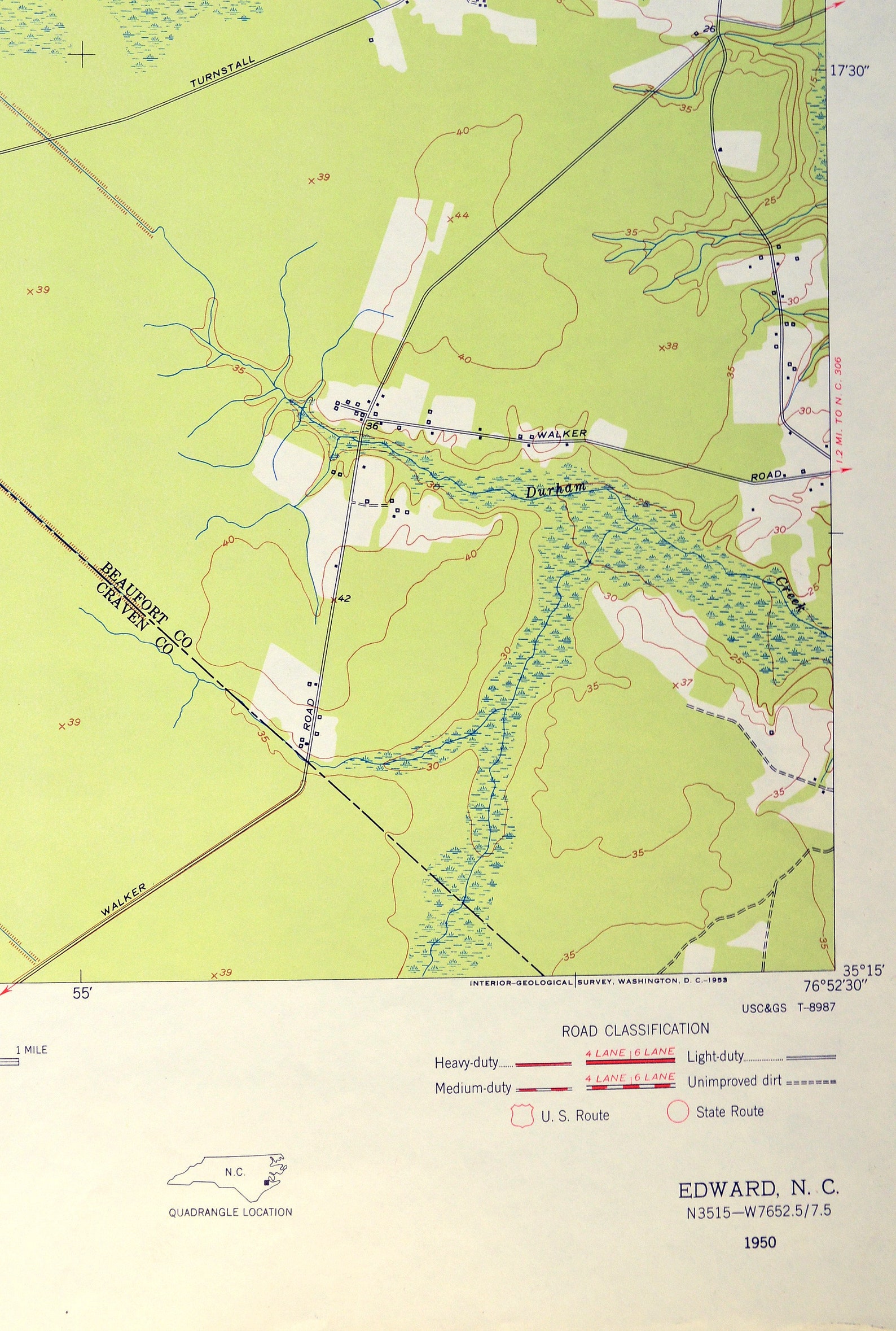Edward Map of Cox Crossroads North Carolina Art Print Wall Etsy