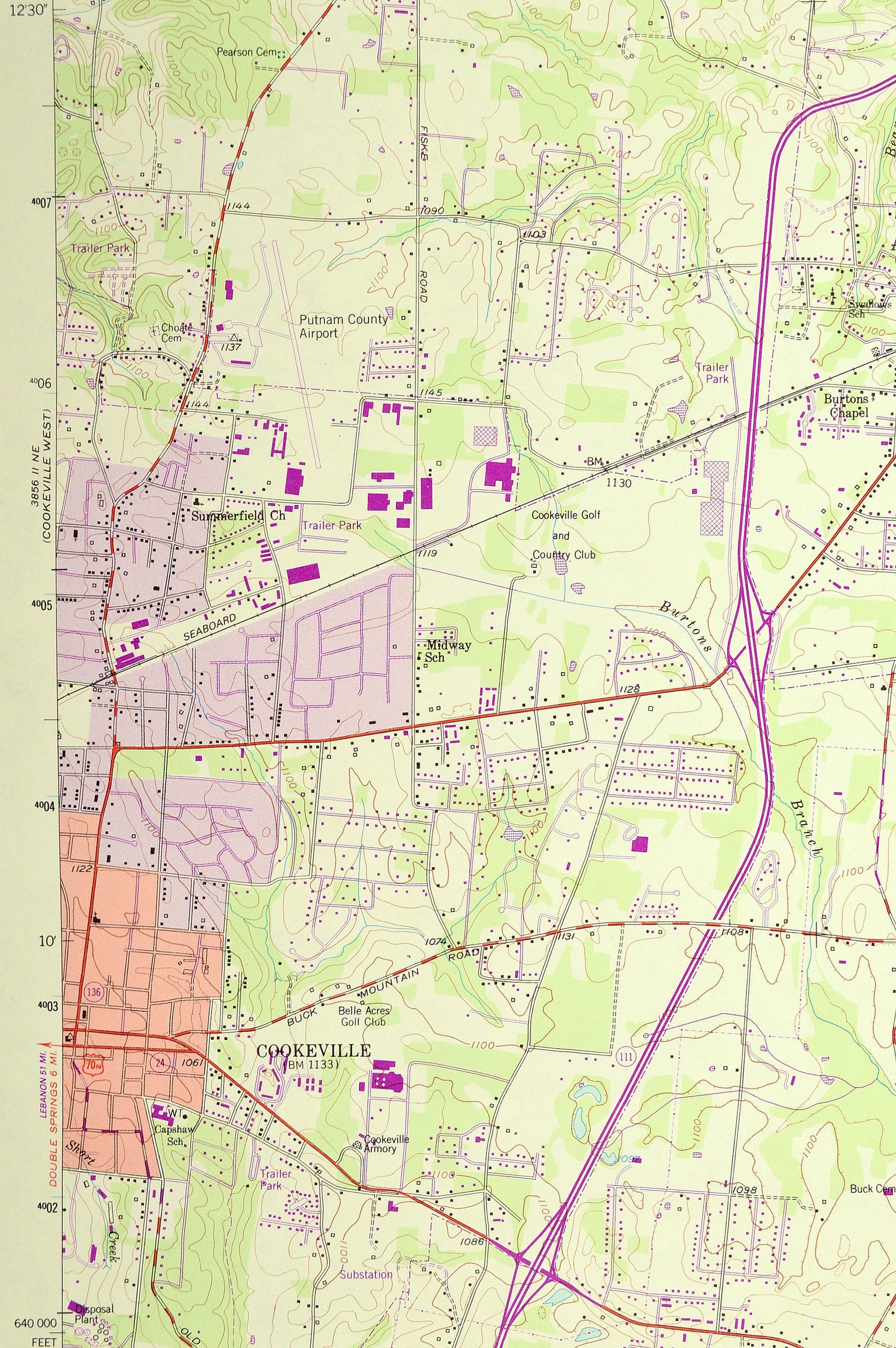 Cookeville Map of Algood Tennessee Wall Print LARGE Etsy