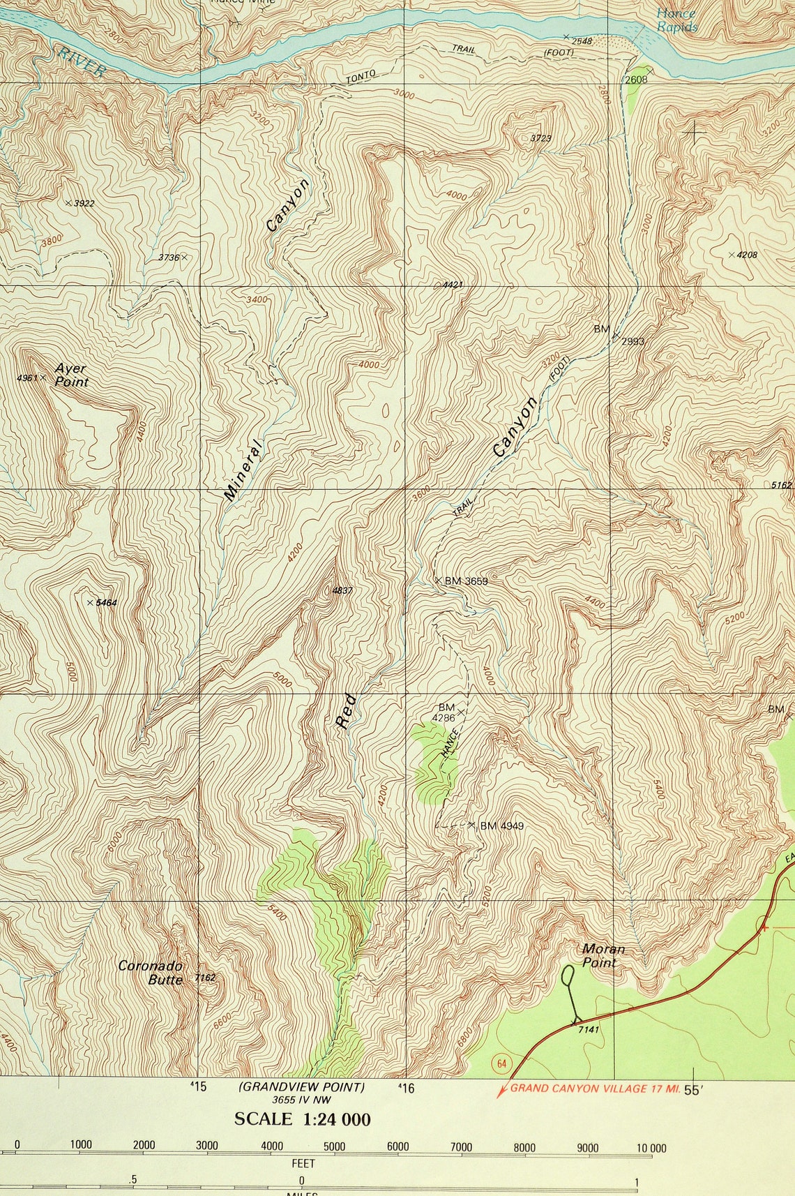 Grand Canyon National Park Map of the Grand Canyon Art Print - Etsy