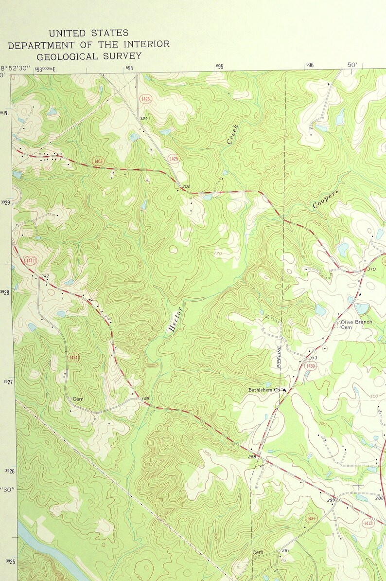 Lillington Map of Shawtown North Carolina LARGE Topographic Etsy