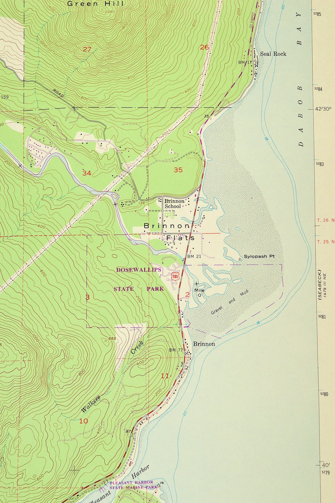 Brinnon Map of Dosewallips State Park Washington Print Wall Etsy