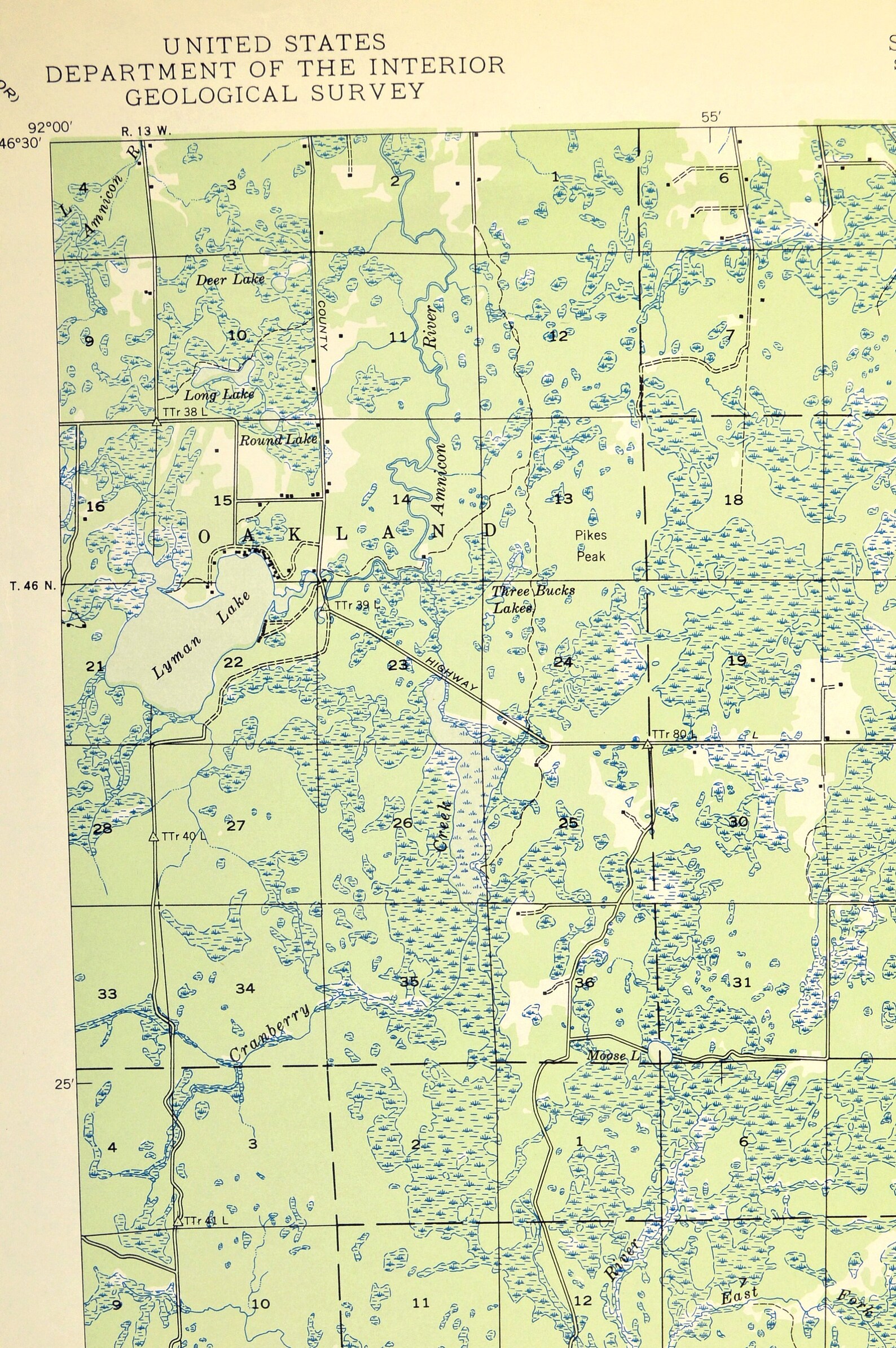 Solon Springs Map Sauntry Wisconsin Wall Art LARGE Topographic Etsy