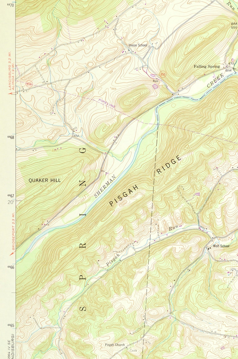 Shermans Dale Map of Carlisle Springs Pennsylvania Art Print Etsy