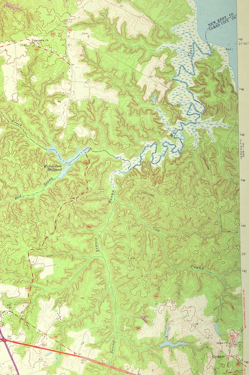 Toano Map of Barhamsville Virginia Art Print Wall Decor LARGE Etsy