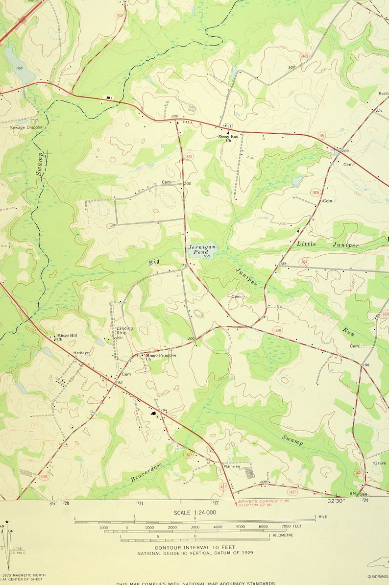 Dunn Map of Benson North Carolina LARGE Topographic USGS Etsy