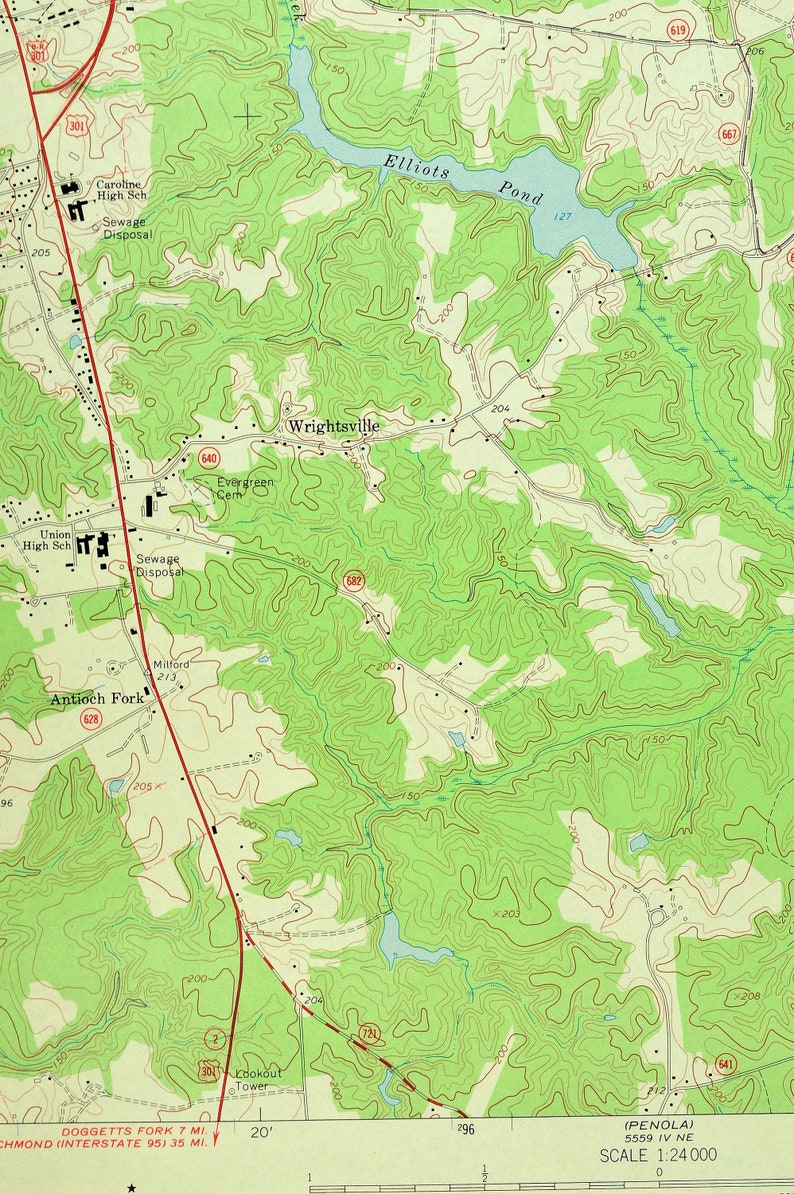 Bowling Green Map of Fort AP Hill Military Reservation Etsy