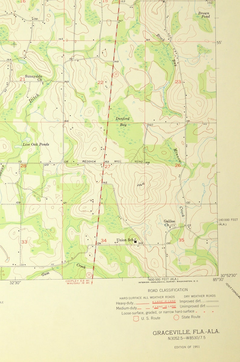 Graceville Map of Noma Florida Art Print Wall Decor LARGE Etsy