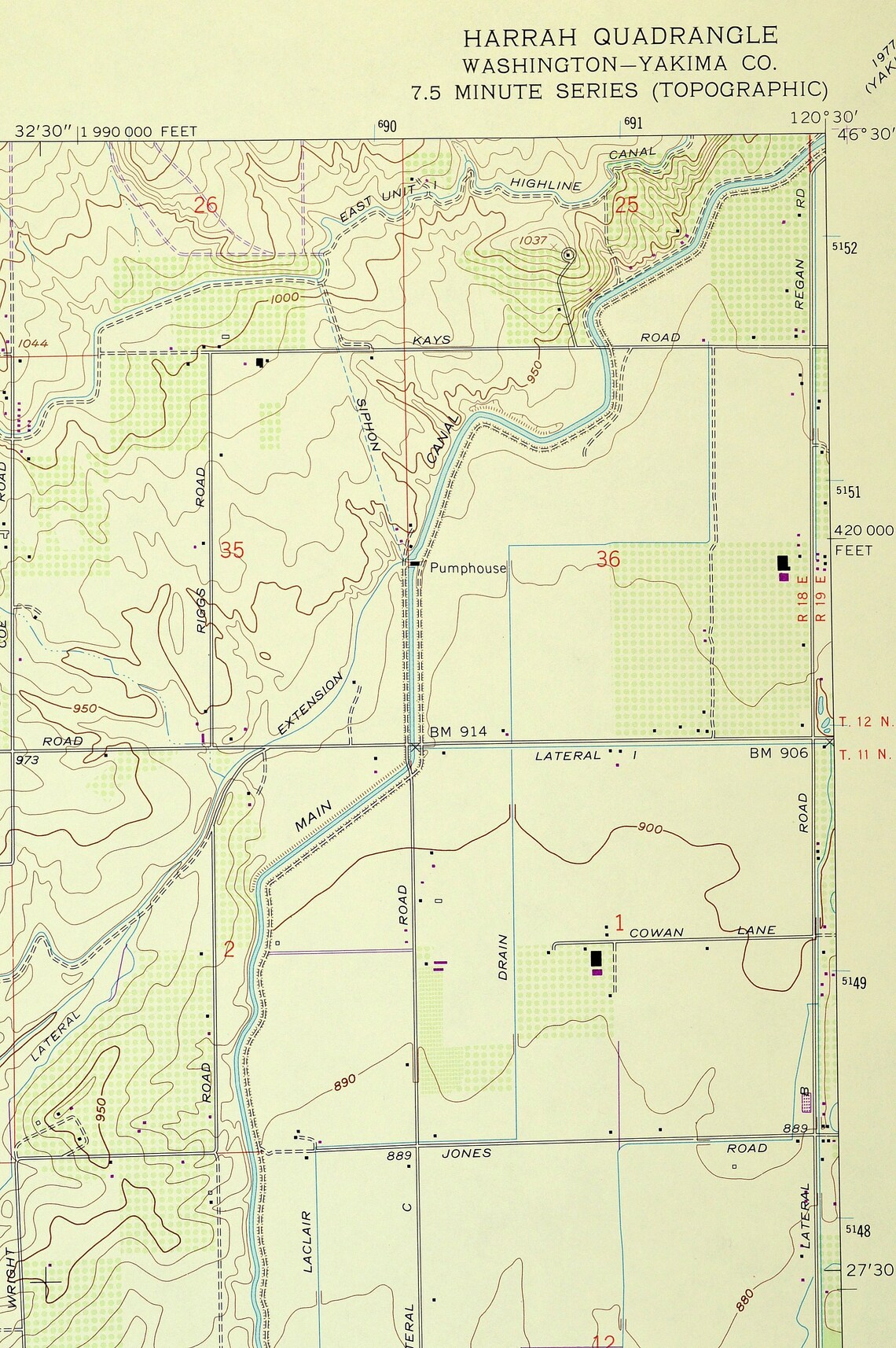 Harrah Map of Brownstown Washington Art Print Wall Decor LARGE Etsy