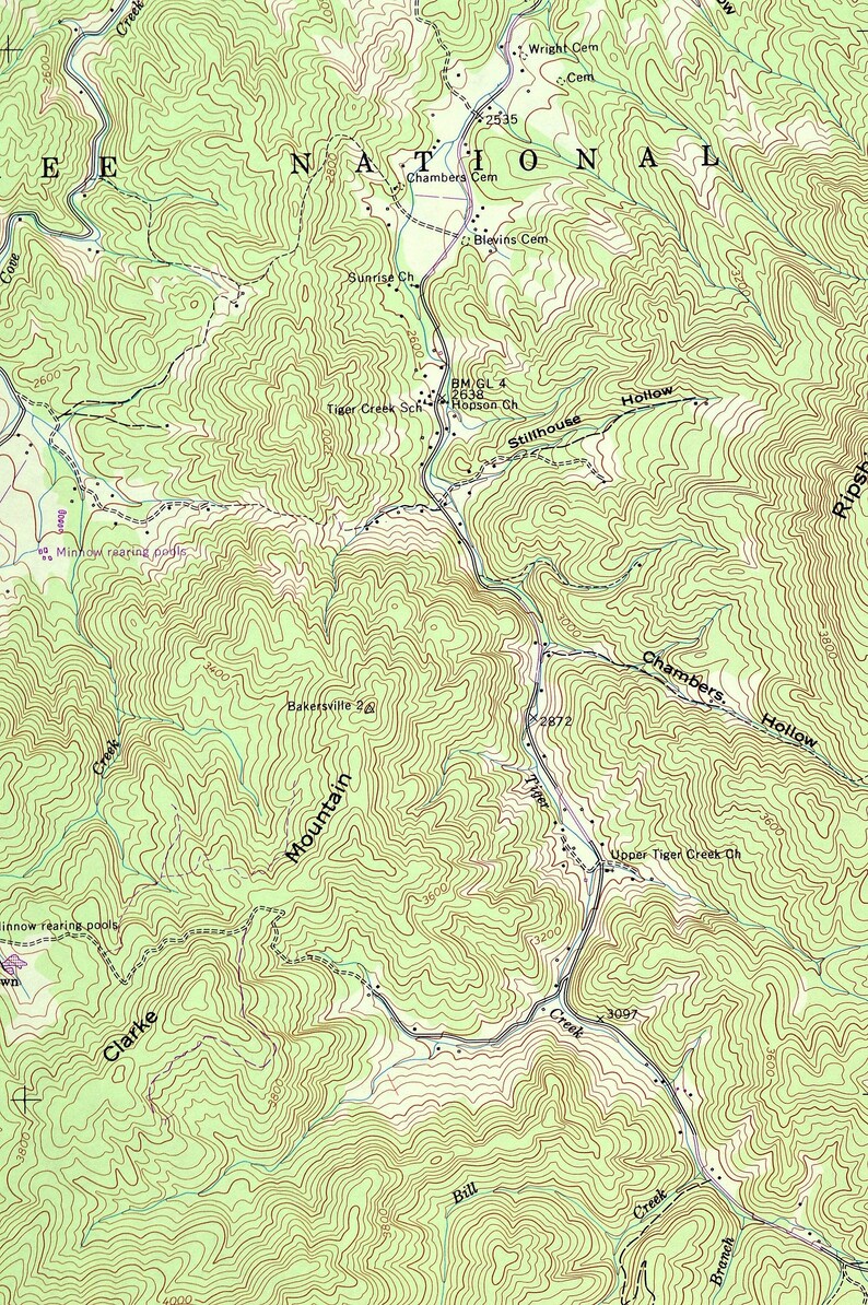 Iron Mountain Gap Map of Cherokee National Forest Tennessee Etsy