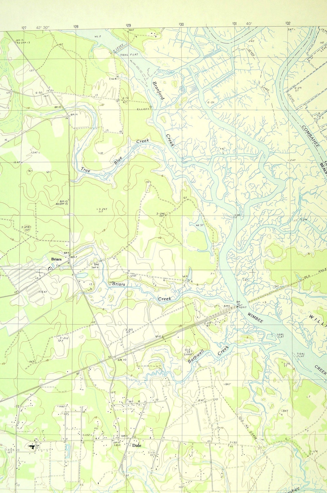 Dale Map of Lobeco South Carolina Wall Art LARGE Topographic Etsy