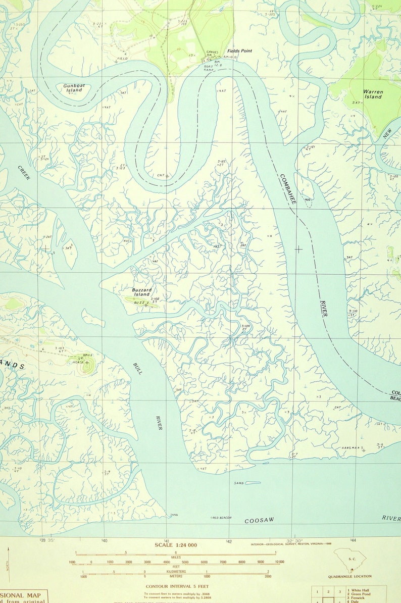 Wiggins Map of Chisolm South Carolina Wall Art LARGE Etsy