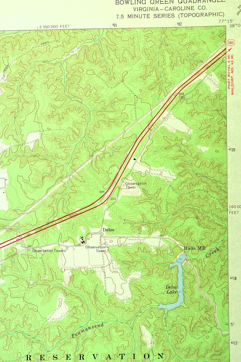 Bowling Green Map of Fort AP Hill Military Reservation Etsy