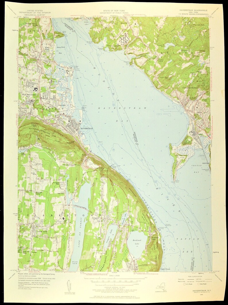 Haverstraw Map of Stony Point Bay New York LARGE Topographic Etsy UK