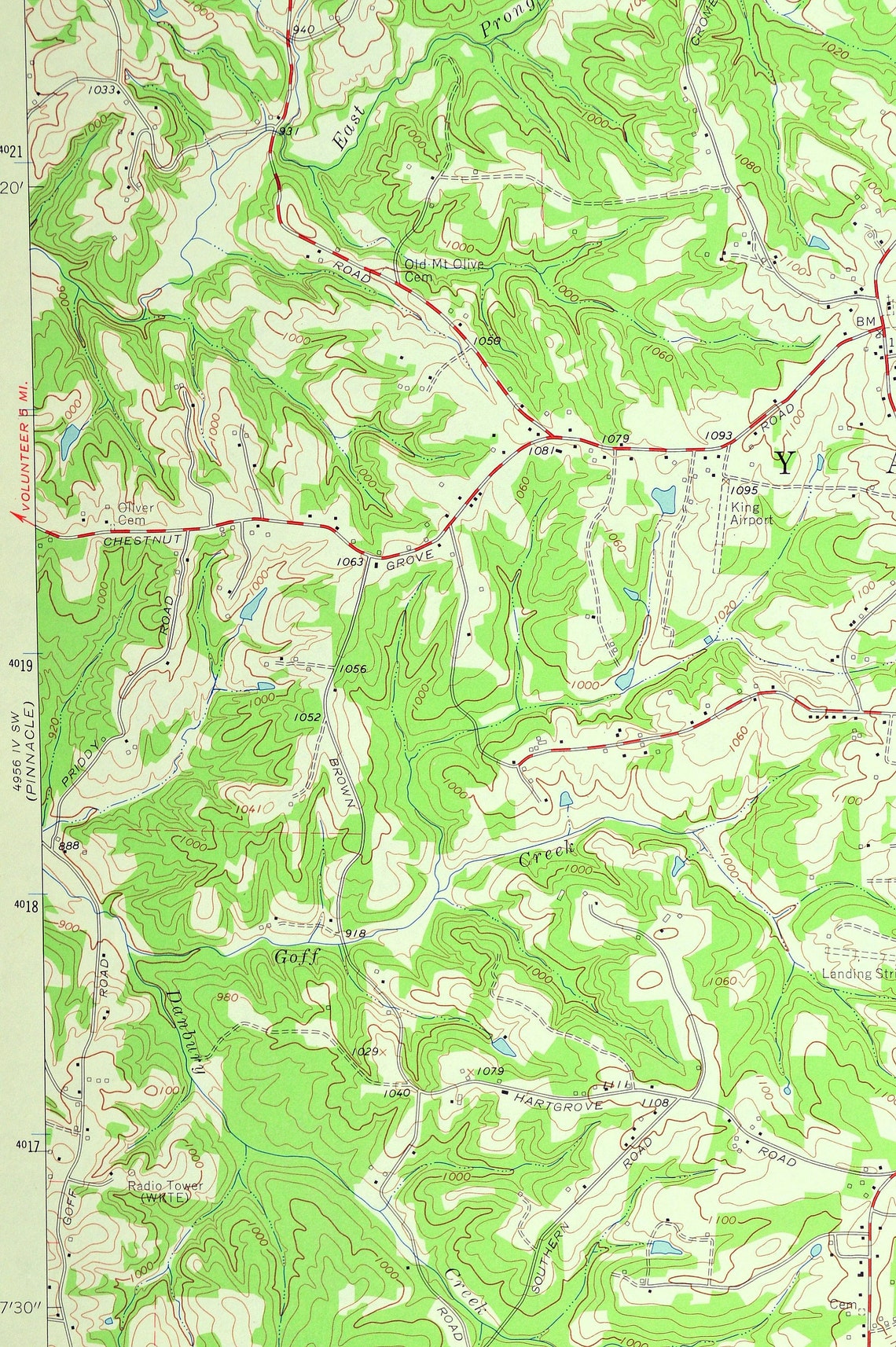 King North Carolina Map of Mount Olive Art Print Wall LARGE Etsy