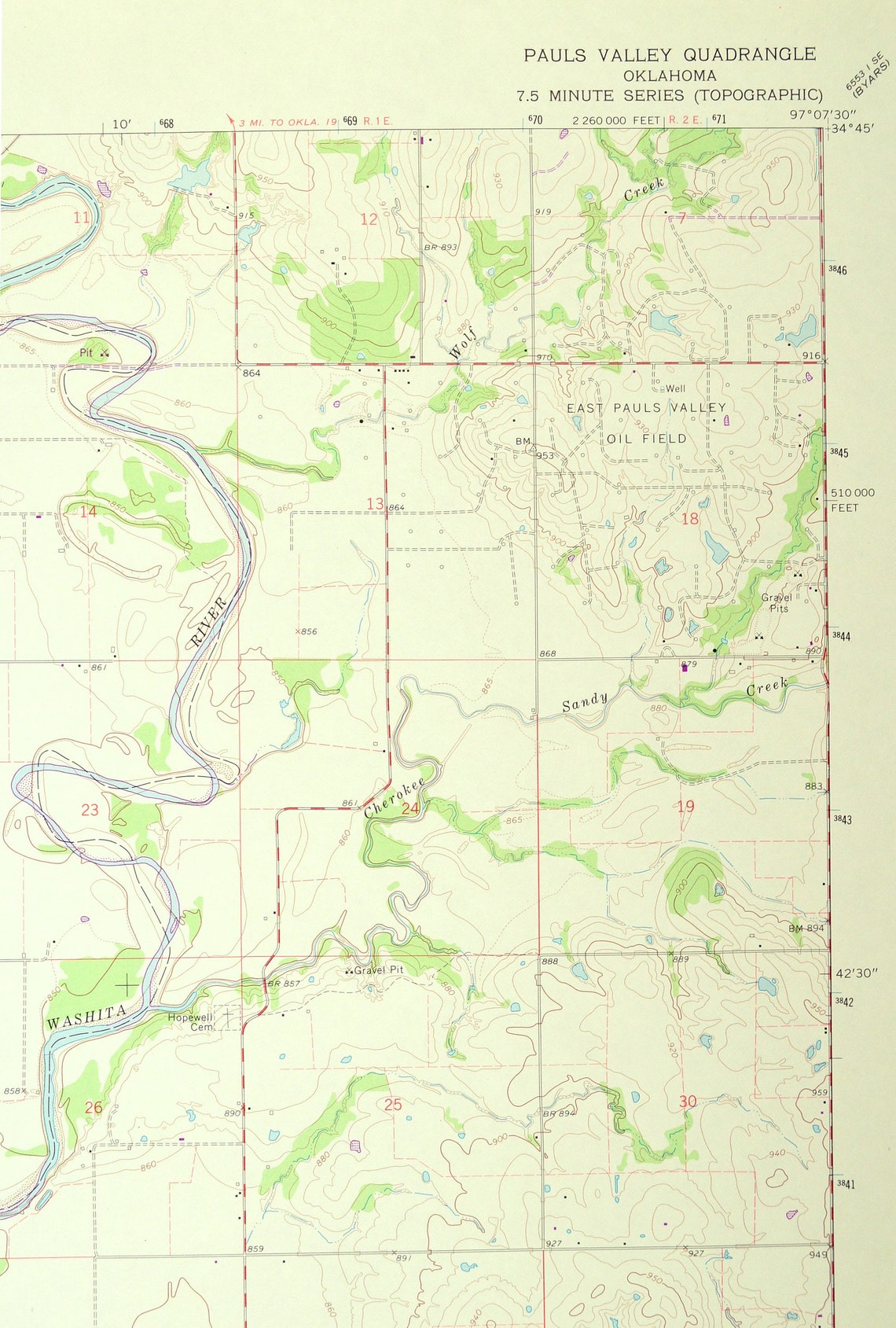 Pauls Valley Map of Wynnewood Oklahoma Art Print Wall Decor Etsy