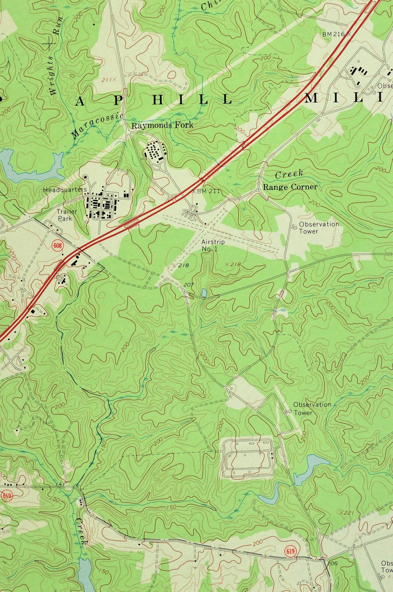 Bowling Green Map of Fort AP Hill Military Reservation Etsy